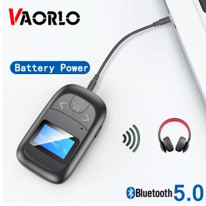 Hoparlörler VAORLO LCD Ekran Bluetooth Adaptör Alıcı Verici Pil Güç Adaptörü 5.0 Kulaklıklar için Hoparlör TV Stereo Ses 3.5mm
