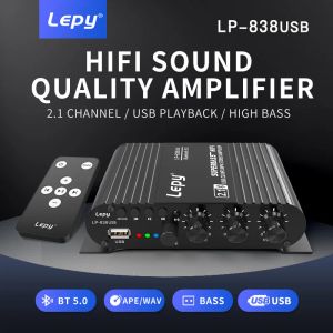 Усилитель Lepy Lp8388USB Bluetooth 5.0 Усилитель 2.1 3 Канал Super Bass Поддержите USB -потерю музыку без потерь с дистанционным управлением Dival Digital Amp