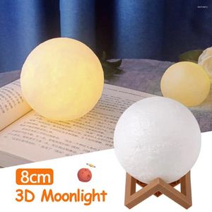 Ночные огни Светодиодный светильник с 3D-принтом Лунная лампа Батарея Изменение цвета Сенсорный Детский для дома