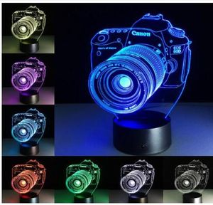 Yenilik Hediyeleri 3D Akrilik Eğlence Kamera İllüzyon Led Lamba USB Masa Işık RGB Gece Işık Romantik Başucu Dekorasyon Lambası5109889