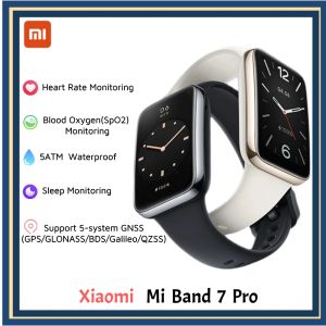 Браслеты Xiaomi Band 7 Pro Mi Smart Bracelet Мужчины женщины 2.5D Изогнутый полноцветный квадратный экран GPS Функция NFC