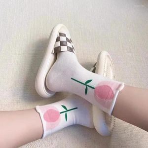 Женские носки Ins, модные женские носки, романтические весенне-летние 3D-цветы тюльпанов, милые хлопковые женские носки средней длины, милые носки с цветочным принтом