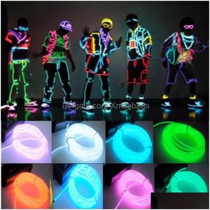 Другие товары для вечеринок Glow El Wire Led Neon Christmas Dance Diy Костюмы Одежда Светящийся свет автомобиля Украшение Одежда Ball Dhynl