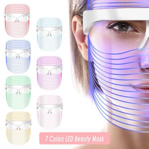 Masajer 7 Renk Led Işık Yüz Maskeleri Optik Cilt Bakımı Güzellik Maskesi Taşınabilir USB Şarj Yüzü Kore Cilt Bakımı Gençasyon Masajı
