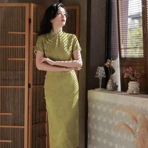Etnik Giyim Resmi Partisi Ziyafet Qipao Elbise Kadınlar İlkbahar Yaz Çin Seksi Cheongsam Vintage Stil Kısa Kollu Elbise Vestidos