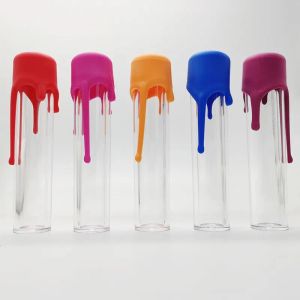 Özel Logo Silindir Plastik Cam Tüpler Ambalaj OEM Etiketi Tüp Ambalaj Yüksek Parlak UV Renkleri Folyo Sıcak Damgalama Boş Zz