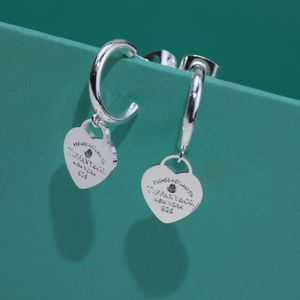 Lüks Dangle Küpeler Marka Tasarımcısı 18K Beyaz Kapalı Kalp Kalp Çekme Yuvarlak Dairesi Damla Küpe Kadın Mücevherleri Kutusu