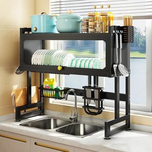 Küche Lagerung Edelstahl Waschbecken Abfluss Rack Regal DIY Geschirr Besteck Trockenschicht Speisekammer Geschirr Trocknen