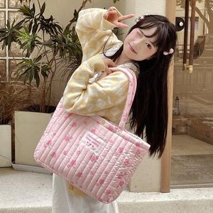 Akşam çantaları Kore omuz tote çanta kadınlar için 2024 büyük öğrenci kumaş kadın alışveriş moda tasarımcısı kadın çanta pamuk dolu aşağı