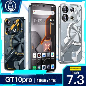 7.3 inç GT10PRO Telefon NFC'nin kilidini açar 256GB 128GB dokunmatik ekran USB telefonu Android Smartph