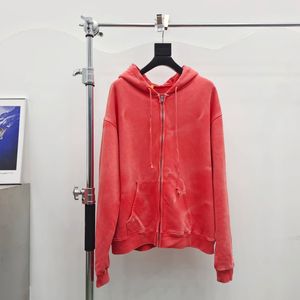 Bahar Sonbahar Erkekler Zip-Up kapüşonlu Washed Eski Su Vintage Hoodies 4 Renk