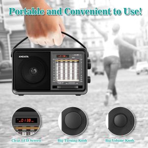 Oyuncular Xhdata D901 AM FM Radyo DSP Taşınabilir SW Kısa Dalga Radyo Alıcı Mp3 Player BluetoothCompatible Music Player Home Yaşlılar İçin