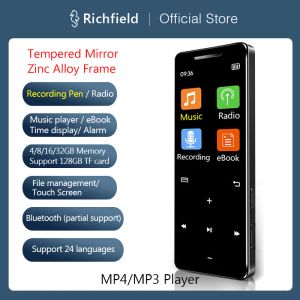 Oyuncular MP4 MP3 Player Bluetooth Video Müzik Oyuncusu Walkman Dokunma Ekran Üretken Kayıt Kalemi Radyo E -Kitap Alarmı Çocuklar Erkek Kadınlar