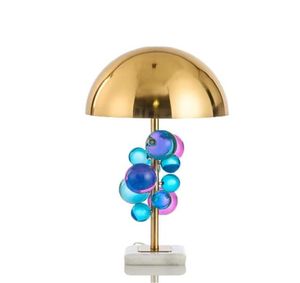Lampada da tavolo moderna colorata in marmo con sfera di cristallo cromatico Arte creativa Lampada da scrivania a LED Decorazioni per la casa Camera da letto da lettura accanto all'apparecchio TA9141886