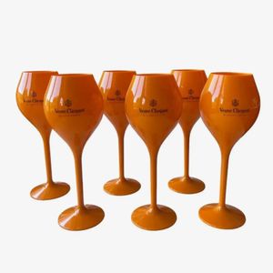 Şarap Gözlükleri 6x Veuve Clicquot Şampanya Türbafesi Turuncu Kokteyl Cam Akrilik Bardak Damla Teslimat Ev Bahçe Mutfak Yemek Bar İçecek Dhyh3