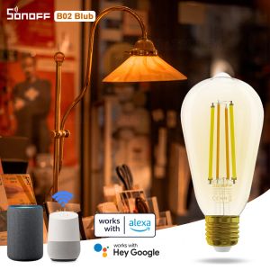 Kontrol Sonoff B02F Akıllı WiFi Filament LED ampul Vintage Style Enerji Tasarrufu Işık Dimmable Ses Kontrolü Alexa Google Home aracılığıyla