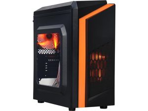 DIY-F2-O Preto/Laranja USB 3.0 Micro-ATX Mini Tower Gaming Computer Case com 2 ventiladores LED laranja (pré-instalados)