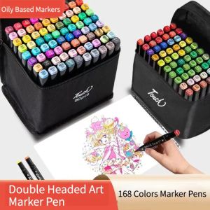 İşaretçiler 12100 Renk Çift Başlı Sanat Marker Kalem Çizim için Set Alkol Yağlı İşaretler Graffiti Manga Malzemeleri Kırtasiye