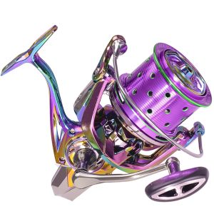 Mulinelli Allmetal Color Titanium Antiseawater Anticorrosione Long Shot Spinning Carp Fishing Wheel 8000 10000 12000 Big Reel Equipment