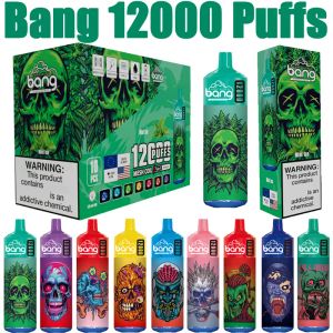 Original Bang 12000 Puffs Descartáveis E Cigarros Vape Puff 12k 0% 2% 3% 5% 20ml Pré-preenchido Pod Mesh Bobina 650mAh Bateria Recarregável Pen Vaper Dispositivo