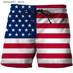 Erkek Şort USA İngiltere Ulusal Bayrak Grafik Erkekler masa şortları 3d baskılı kısa pantolon gündelik Hawaii Surf Yüzmek Bikini Sunny Beach Mayo Q240229