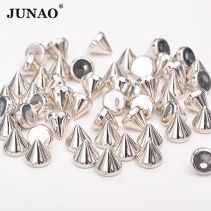 Junao 8mm 10mm Gümüş Altın Renk Çıtçıtları Deri giysiler için plastik dekoratif perçin punk perçinleri el sanatları yapımı 240219