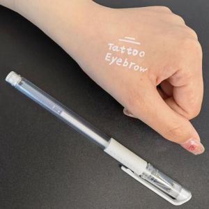İşaretler 10pcs kaş işaretleyici kalem beyaz dövme alet aksesuarları mikrobladlı dövme cerrahi cilt işaretleyici kalem kalıcı makyaj malzemeleri