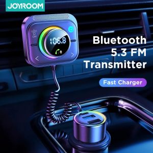 Kit Joyroom Bluetooth 5.3 FM AUX Bluetooth Car Charger Adapter Air Vent Installation 3 Ports PD&QC 3.0 FM Bluetooth Car Transmitter