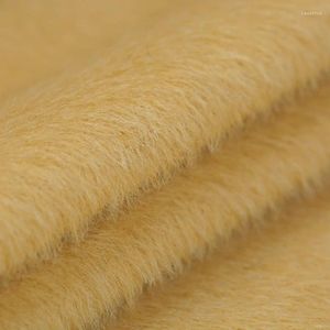 Ткань для одежды высокой чистоты, рыже-желтая длинношерстная шерсть из альпаки, осеннее пальто, качественная ткань оптом