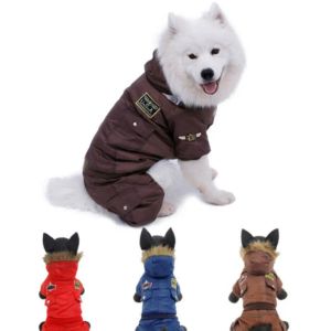 Parkas ücretsiz nakliye büyük köpek kıyafetleri evcil palto kış ceket sıcak giyim köpek yavrusu kıyafet kırmızı mavi renk boyutu 2xl5xl