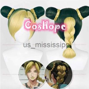 Cosplay perukları jolyne cujoh kujo cosplay peruk taş okyanus jojo cosplay koyu mavi yeşil peruk cosplay anime cosplay ısı dirençli sentetik peruklar x0901