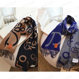 Unisex kış eşarpları tasarımcı erkekler kadın uzun şallar kalın pashmina% 100 kaşmir büyük boy lüks mektup iki tarafı renk eşarpları 30*180cm