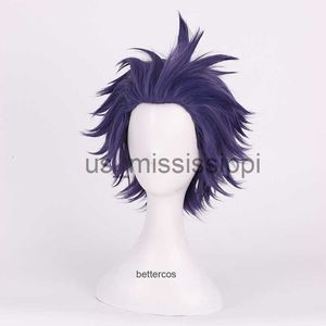 Косплей парики My Boku no Hero Academia Shinsou Hitoshi Shinso Cosplay Wigs Короткие темно -фиолетовые теплостойкие синтетические волосы парик x0901