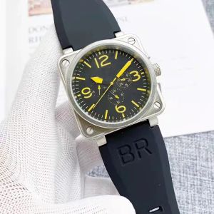 2023 Заручистые часы Мужские автоматические механические часы Bell Brown Кожаные черные резиновые наручные часы Multifunction Six Stitches Watches M09