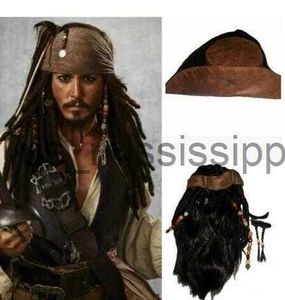 Cosplay perukları cosplay kaptanı jack kostümler erkekler için proplar yetişkin unisex pirate serçe peruklar karayip cadılar bayramı aksesuarları giyin