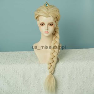 Cosplay Wigs 7JHH WIGS HALLOWEEN ANIME WIGS для женщин Long Blonde Braids Wig с челком Синтетическим париком для девушек для костчасти для девочек Cosplay Party X0901