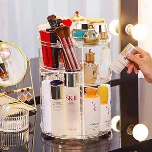 Storage Boxes Skin Care Organizer Black Cosmetic Box 360 Degree Rotating Desktop Dressing Table Lipstick Rack Explosive