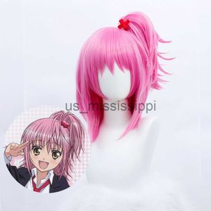 Cosplay perukları hsiu marka vasisi sevgilisi cosplay peruğu amu hinamori cosplay kız pembe yüksek at kuyruğu kısa saç fiber sentetik peruk x0901