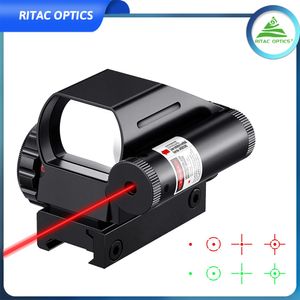 Tactical Reflex Sight Red Green dot scope 4 Reticle Projected Dot Sight Scope with laser Hunting Optics for 20mm Rail