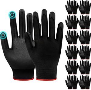 Mükemmel kavrama ve koruma için nitril kaplamalı avuç içi ve dokunmatik ekran desteği ile 12 çiftlik iş eldivenleri. Erkekler ve kadınlar için hafif iş eldivenleridir. Siyah