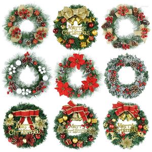 Dekorative Blumen 30 cm Weihnachtskränze mit Schleife, Kugel, Beerenkranz, Navidad, Tür, Fenster, Hängegirlande, Dekor, Party, 2023 Jahr