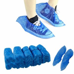 Универсальные одноразовые чехлы для обуви Одноразовые пластиковые толстые уличные бахилы для дождливого дня для чистки ковров Синие водонепроницаемые бахилы 100 шт.