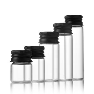 Alüminyum kapak cam şişeler temiz küçük boş örnek flakonlar cam kavanozlar kapalı mürekkep kabı dilekler için şişe hediye için