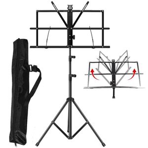 G-MARK Music Stand Dual-Use Folding Sheet Music Stand & Desktop Book Stand, with Music Sheet Clip Holder & Carrying Bag Suitable for Instrumental Performance