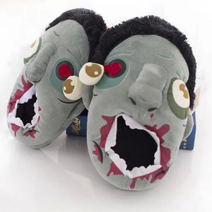 Slippers Unisex Zombie Slippers Зимой теплые крытые слайды для женщин и мужчин, ходящих мертвецы, 3 -й домашняя спальня обувь Хэллоуин Косплей Пантуфа 230831