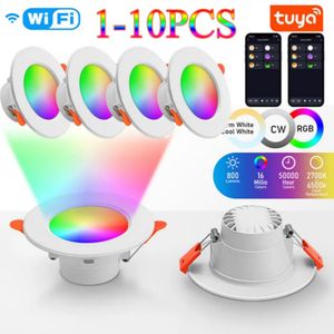 TUYA RGB LED Downlight RGB+CW+CCT Dimmable Spotlight 10W Bluetooth Akıllı Tavan Işık Uygulaması Uzaktan Kumanda Akıllı Yaşam Akıllı Ev