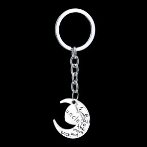Moon Heart Anahtar zincirleri Mektuplar Keytler Gümüş Araba Anne Babası Kardeş Kız Kardeş Amca 23 LL için Moda Kolye Takı Hediyesi