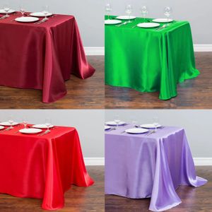 Düğün Decors için Düz Renk Saten Masa örtüsü Noel masa kapağı kare masa bezi ev yemek masası dekor