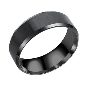 316L Paslanmaz Çelik Siyah Bant Halkası Erkekler İçin Kadınlar Rahat Uygun Tungsten Karbür Düğün Buzlu Yüzük Nişan Mücevherleri Solma Renk 8mm Toptan Fiyat