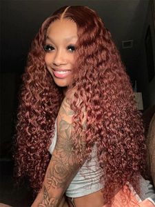 Human Chignons Reddish Brown Deep Wave HD Lace Front Wigs 13x4 HD Lace Front Wig Pre Plucked 13x6 HD Lace Front Wig Curly for Women Glueless 230901
